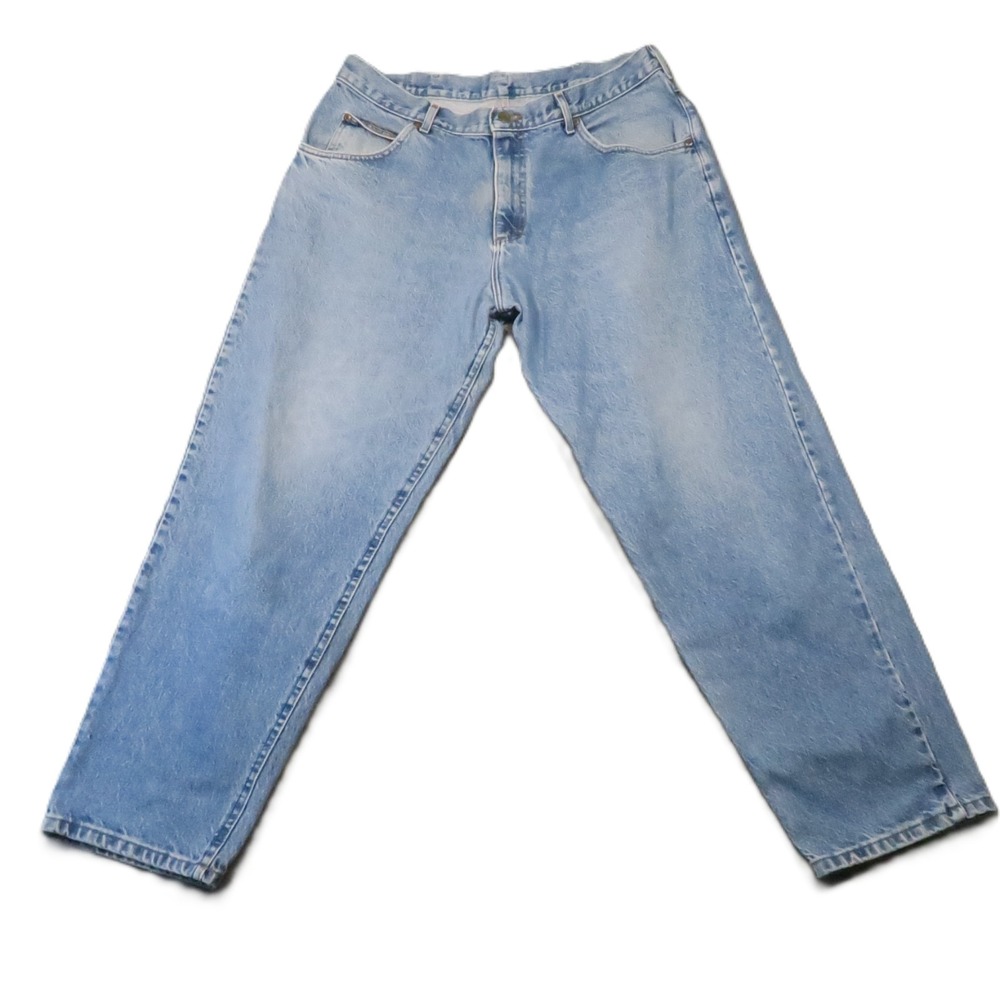 Vtg LL Bean Jeans 38x30‎ Light Wash Denim Relaxed Straight Leg Union Made 80s